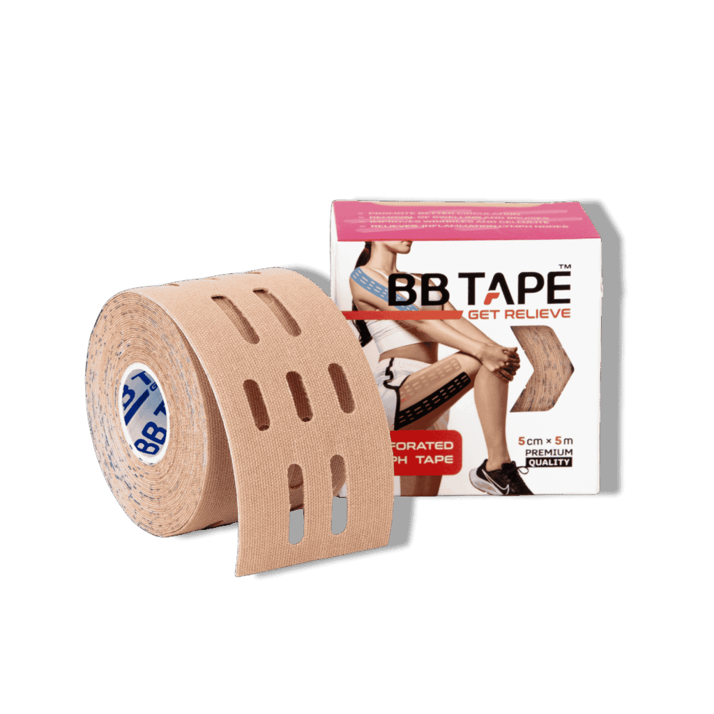 BB Lymph Tape perfortiert Beige - Kinesiology tape zur Förderung des Lymphflusses, Reduzierung von Schwellungen und Entstauung