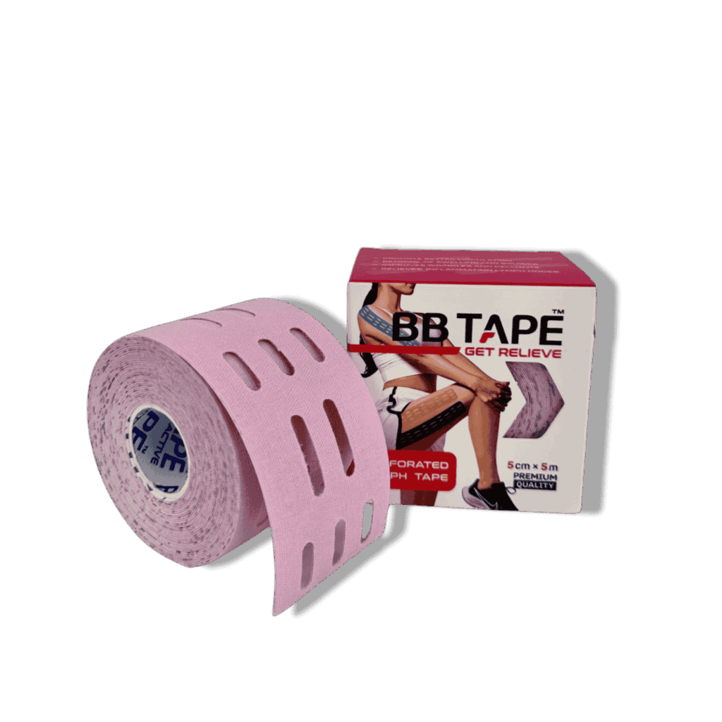 BB Lymph Tape perfortiert Kirschrosa - Kinesiology tape zur Förderung des Lymphflusses, Reduzierung von Schwellungen und Entstauung