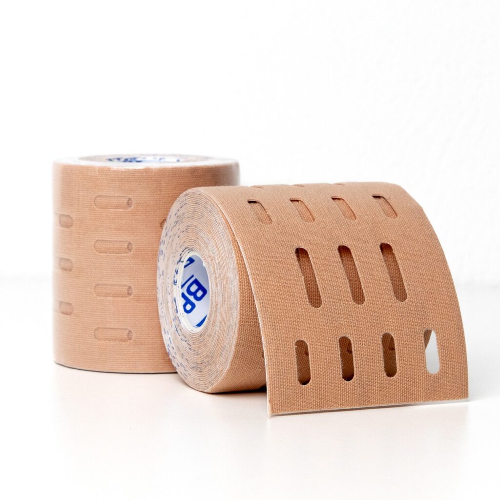 BB Lymph Tape perfortiert Beige - Kinesiology tape zur Förderung des Lymphflusses, Reduzierung von Schwellungen und Entstauung